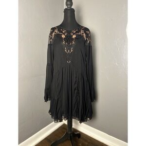 Free People Beaded Embroidered Panama Dress Size M, Boho, Fairy, Wimsy